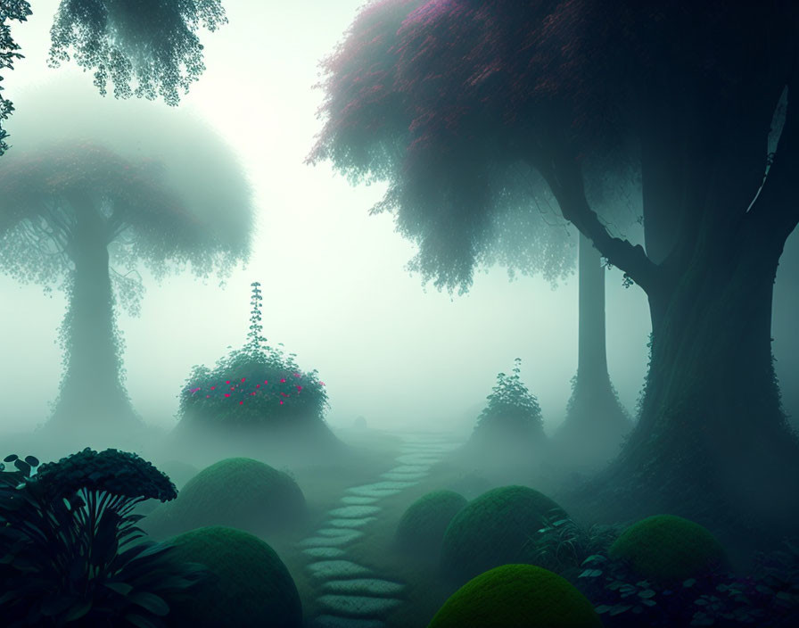 Mystic Garden with Fog