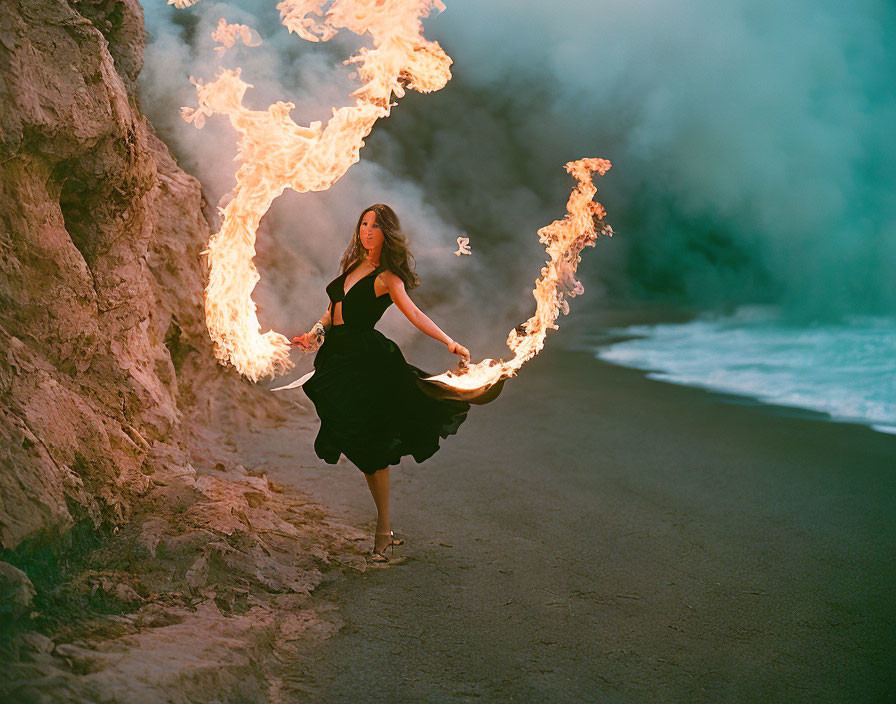 woman with fire