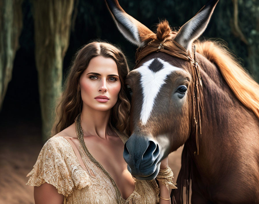 beautiful woman with donkey's lover