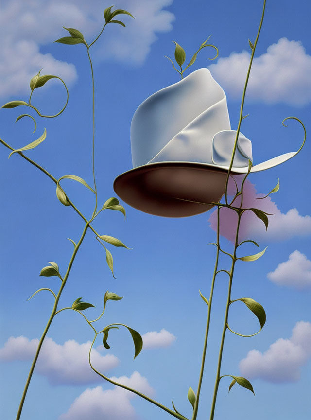 foliage and hat in the blue sky