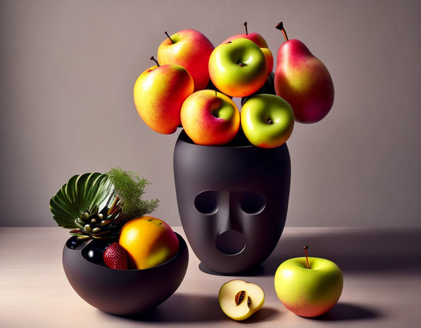 Still life, fruit vase