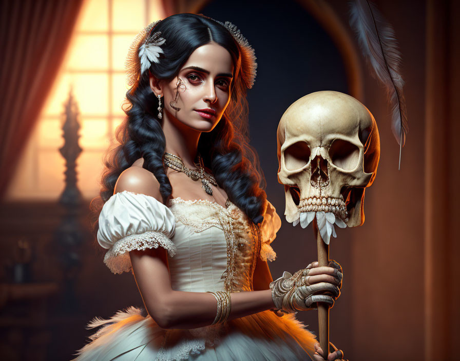 woman with skull