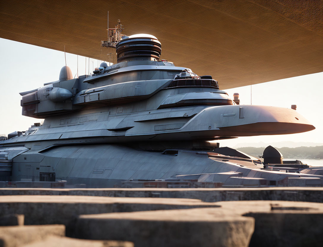 A futuristic latest model battleship