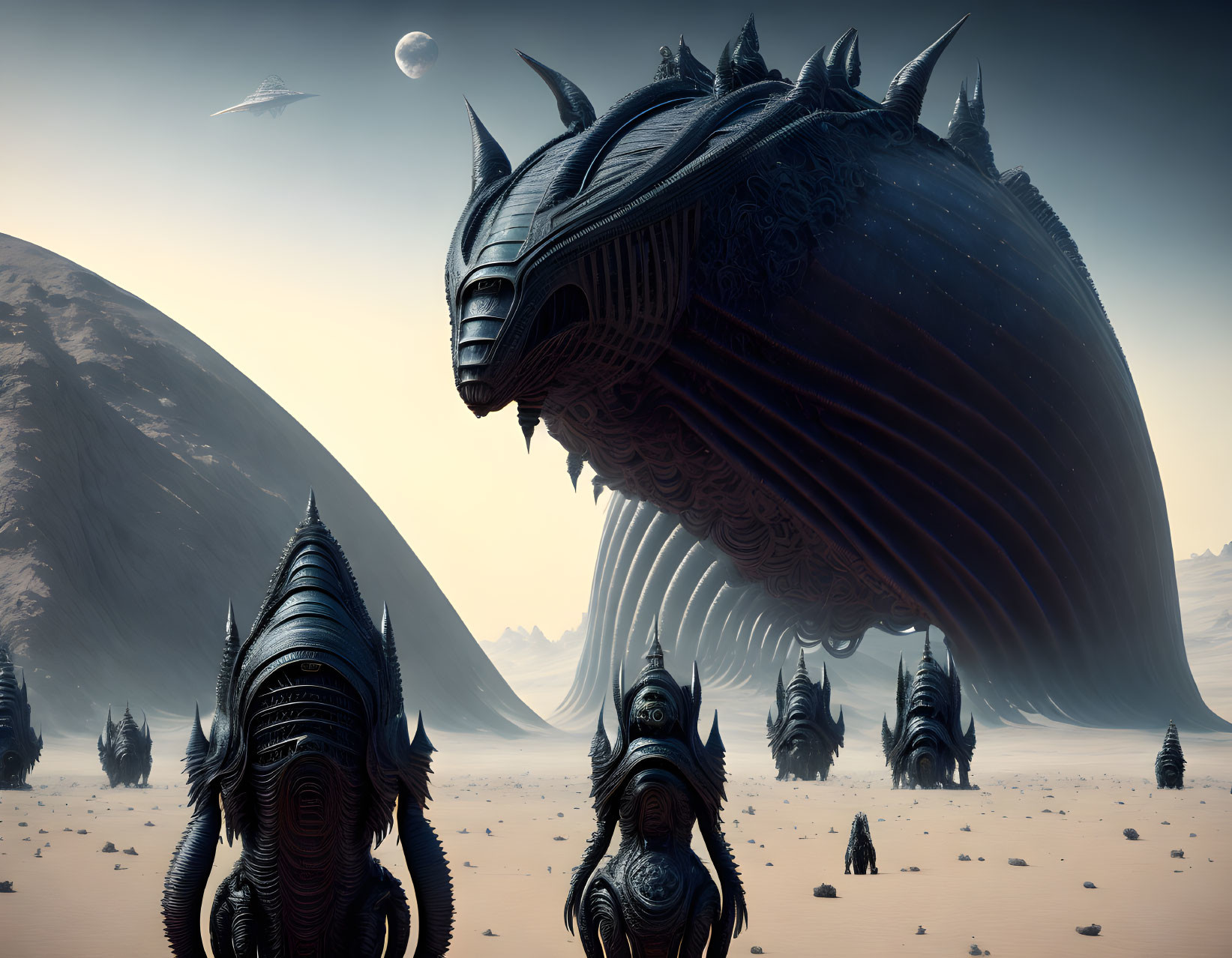   HR Giger monsters on an unknown alien world