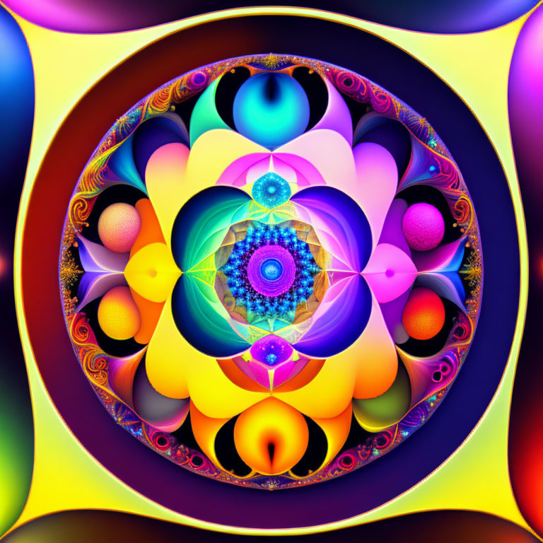 Colorful Circular Fractal Image with Geometric Patterns