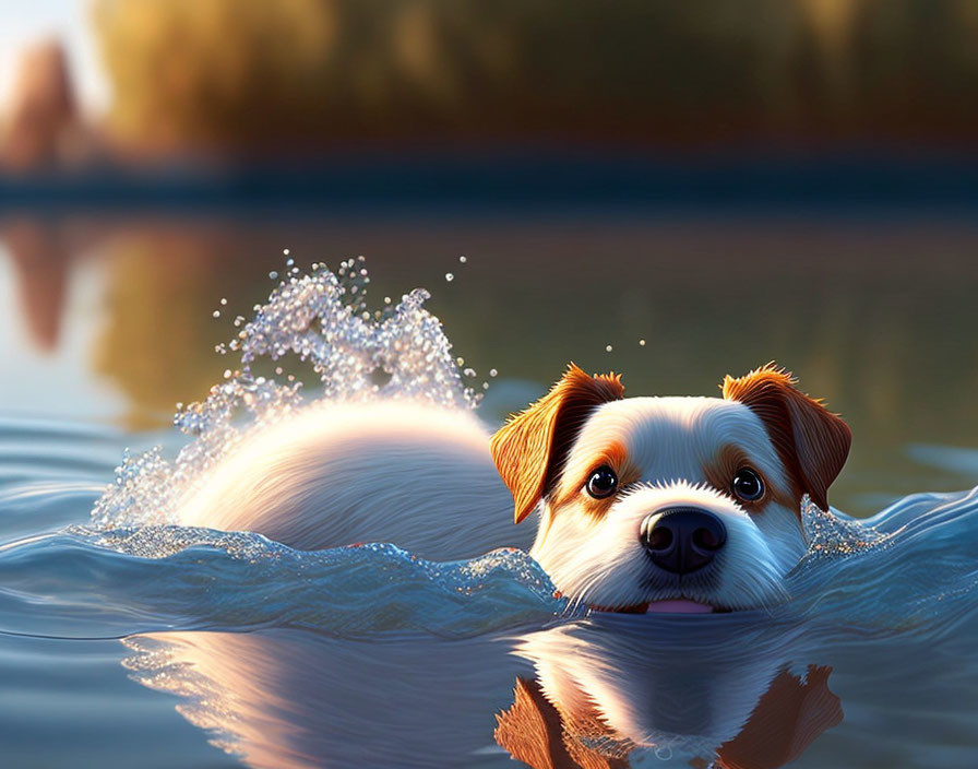 Dog Swimming across lake