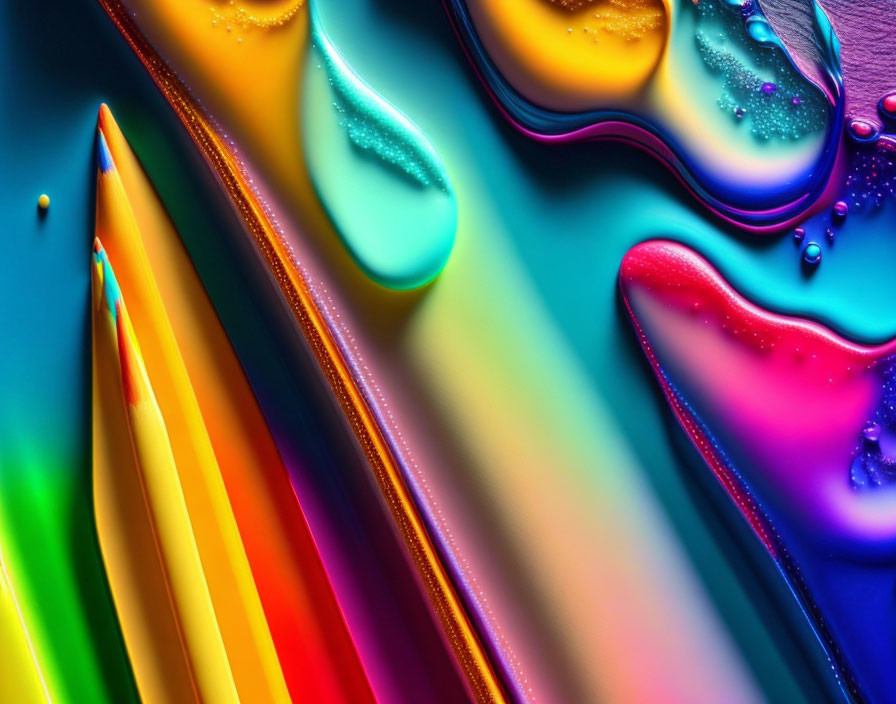 Vibrant Multicolored Liquid Art with Flowing Streaks