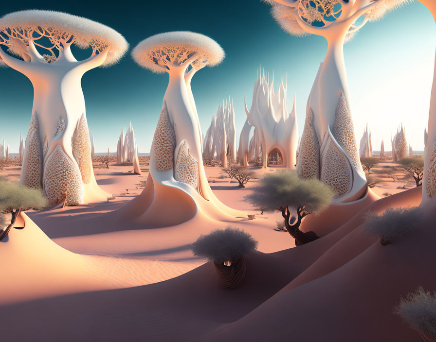 Fantasy-white-biomorphic-desert-landscape