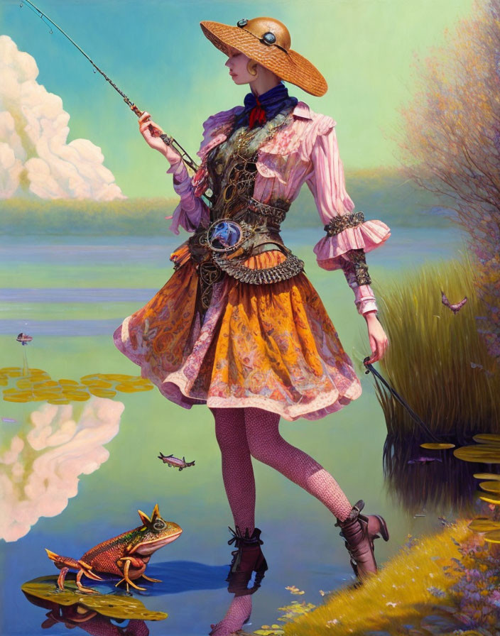 Surrealism, girl fishing