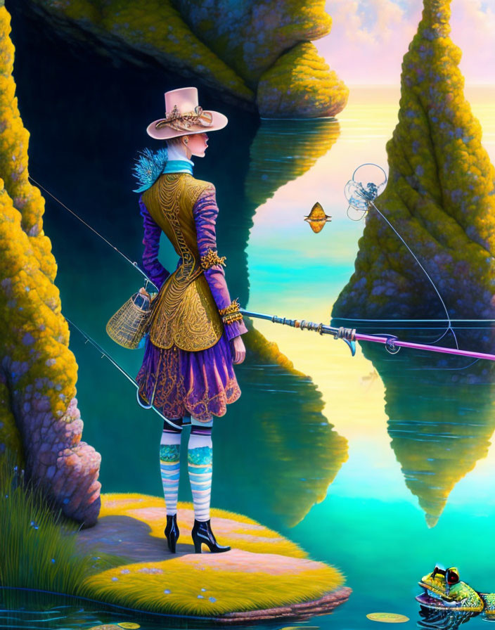 Surrealism, girl fishing 