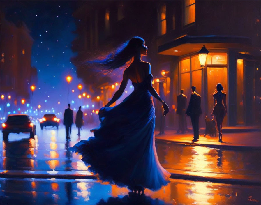 dancing woman in night
