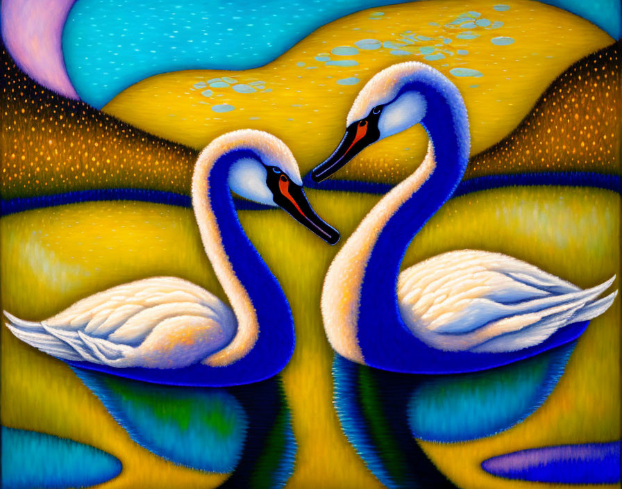 танец двух влюбленных лебедей