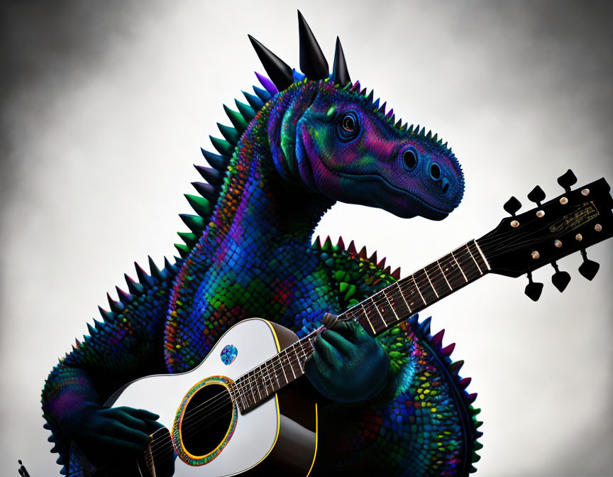 Stegosaurus Playing Acoustic Guitar