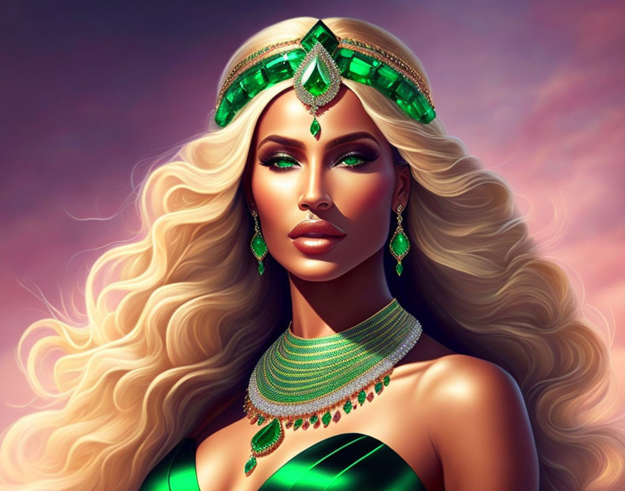 Woman  wearing an emerald