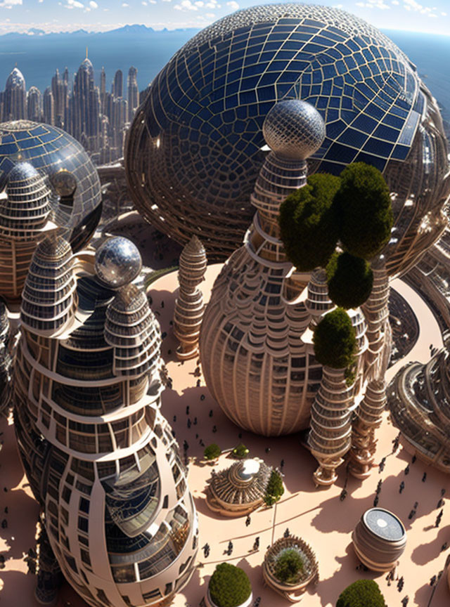 Dyson sphere built around a city, inspired by the 