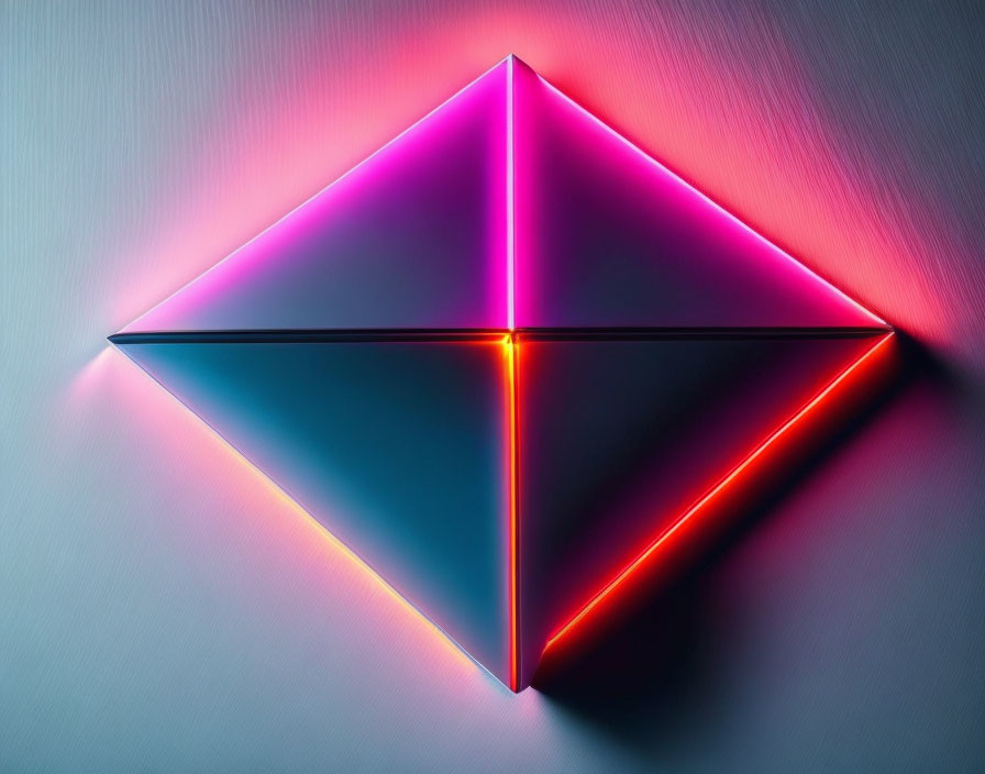 geometric triangular figure in a neon laser light
