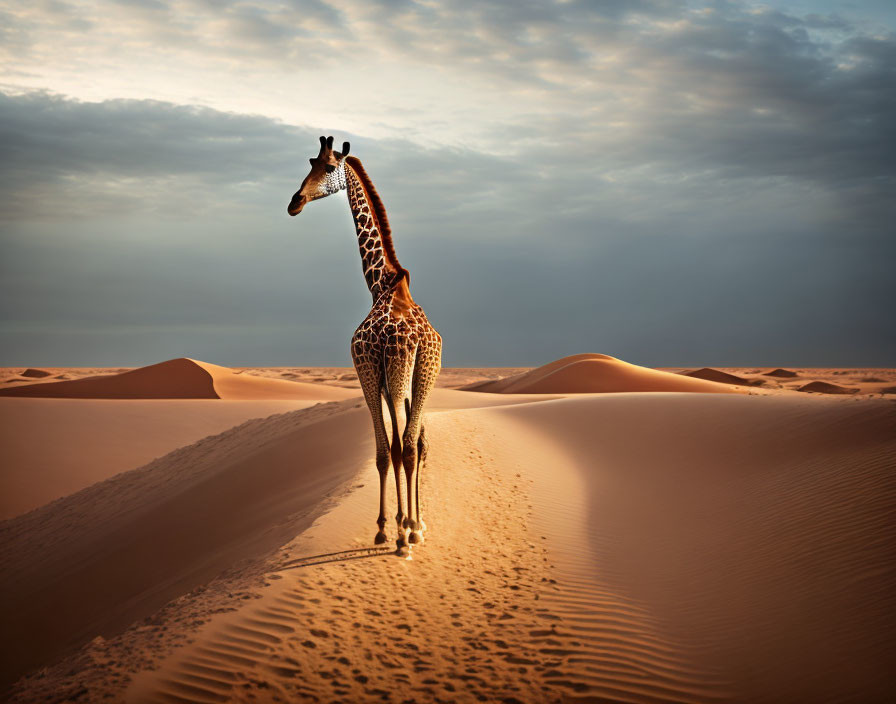 giraffe on the sand dune