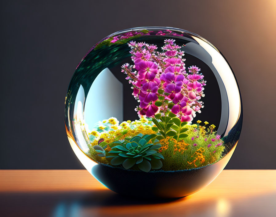 glass sphere and flowers