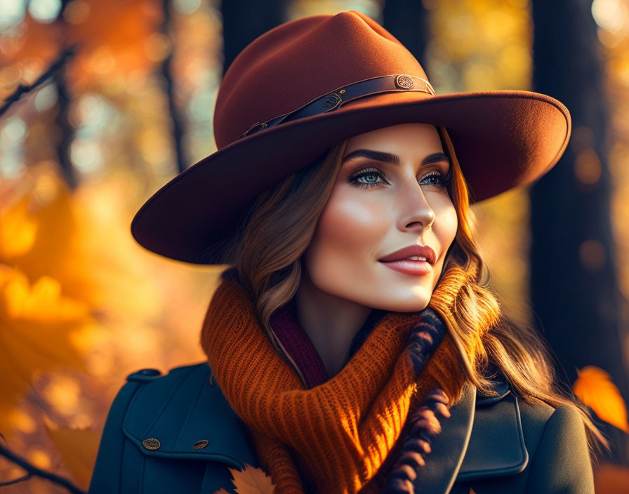 Signora in autunno con cappello