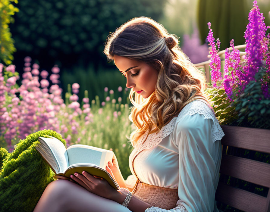 Donna che legge in giardino