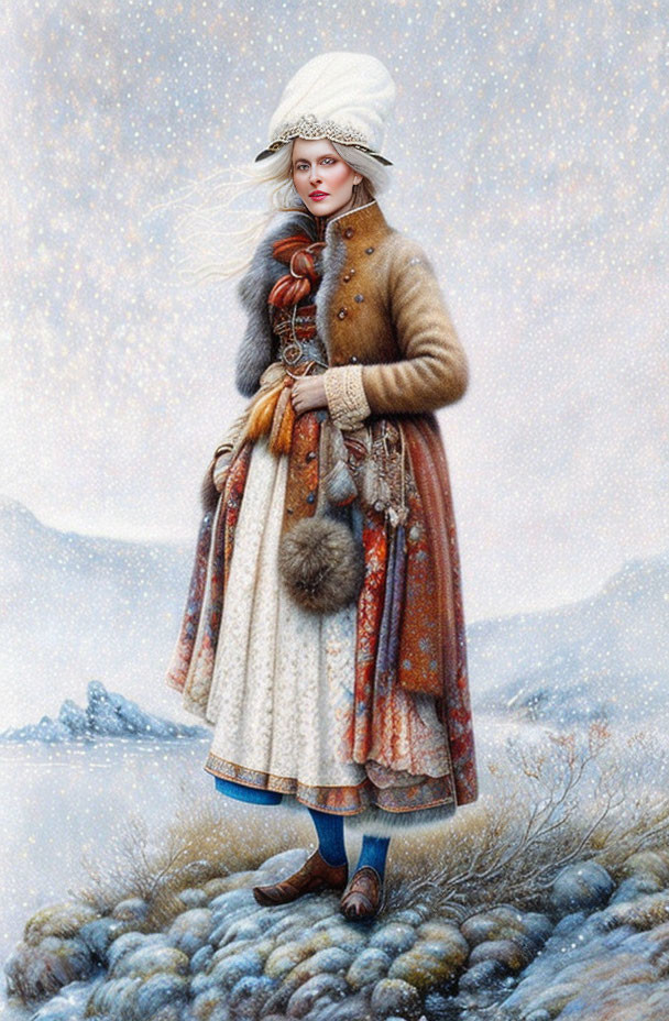 Nordic woman in traditional dress