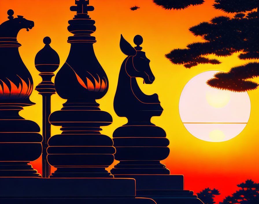 Sunset Chess (prompt by "Johnny").