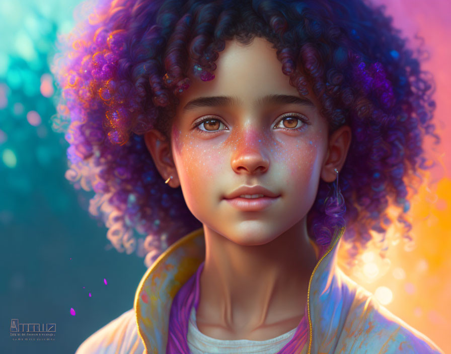 Colorful Light and Sparkling Skin in Dreamy Digital Portrait