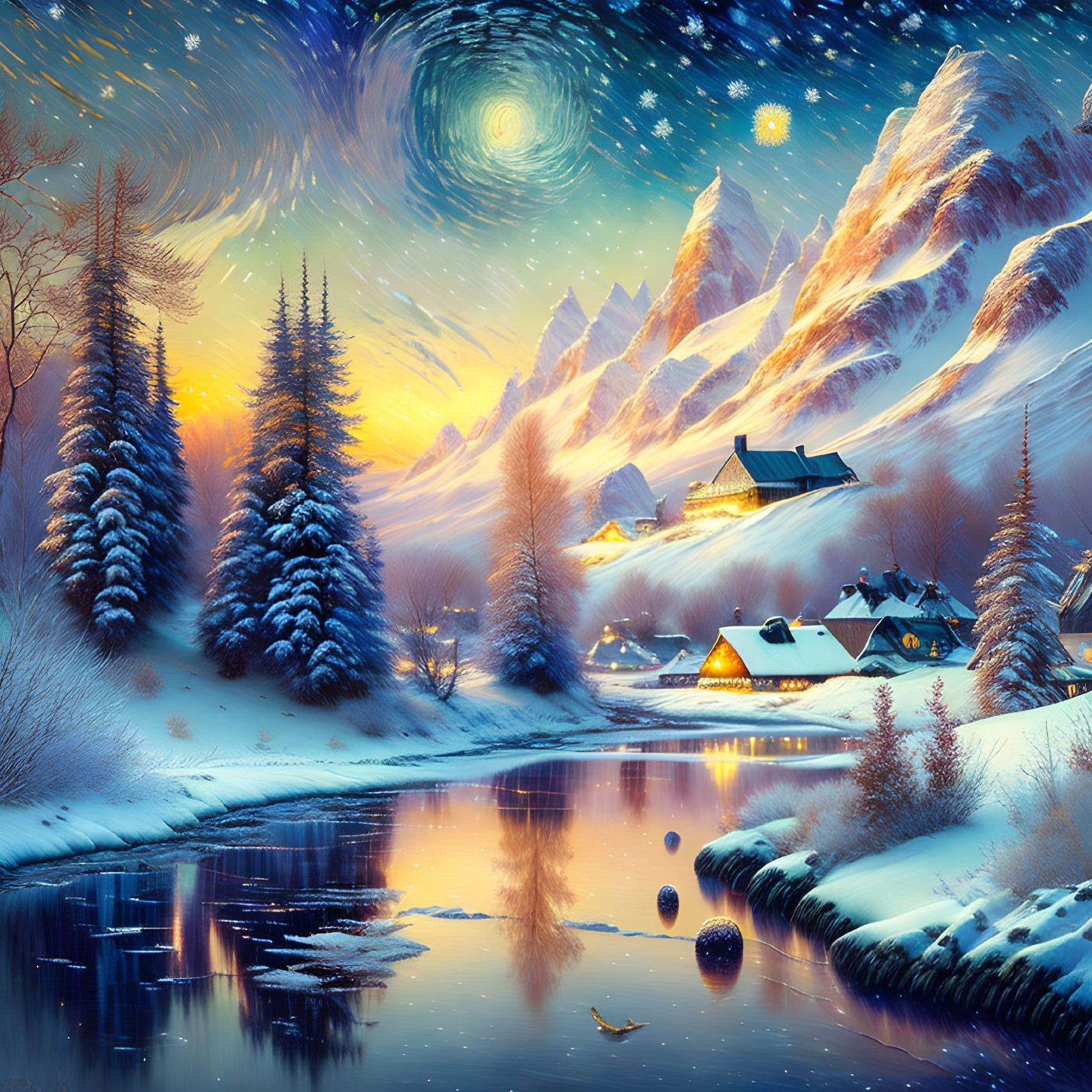  A cold and winter evening landscape