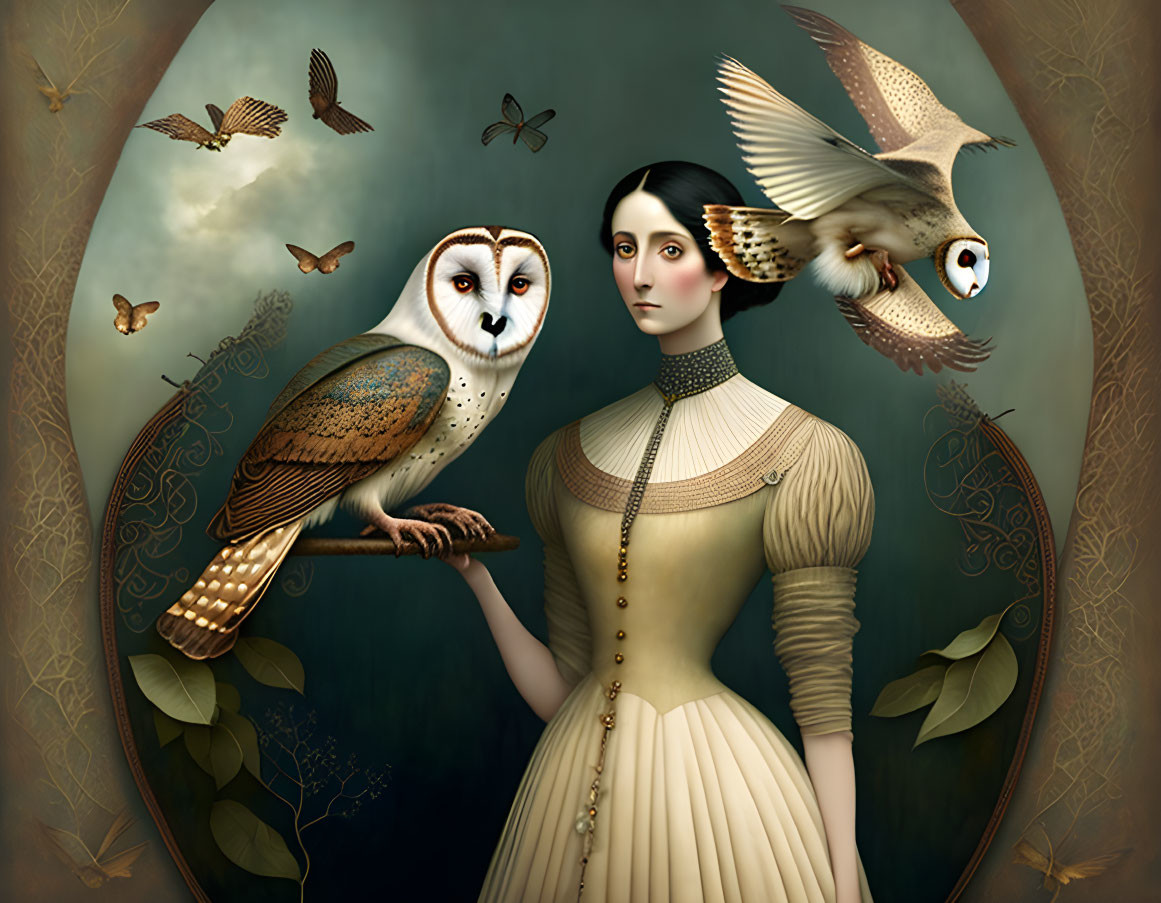 Woman With a Barn Owl