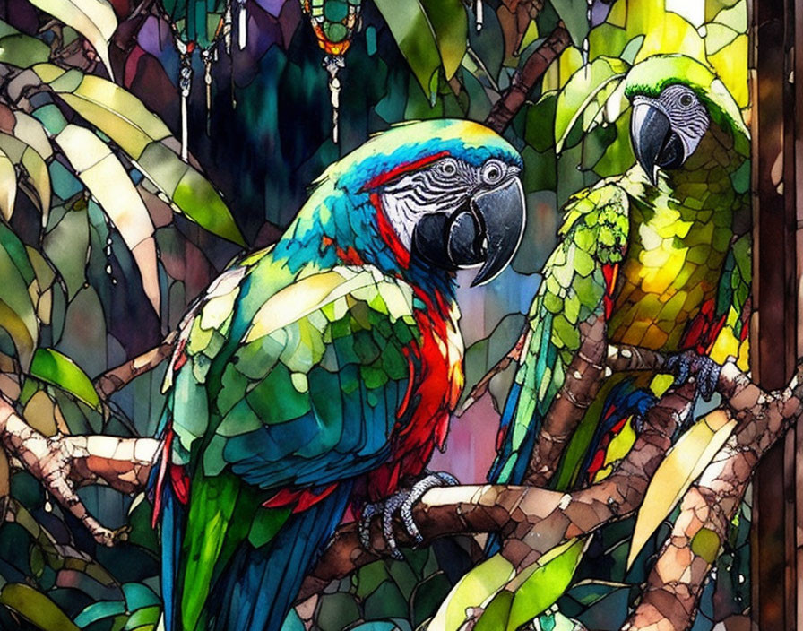 Parrots in a jungle