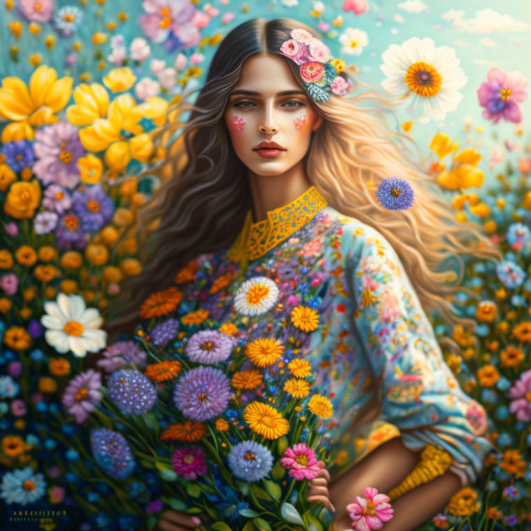 Woman in Flower Garden
