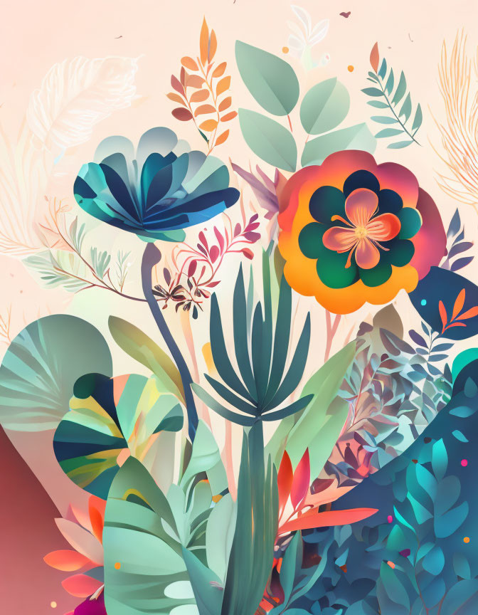 abstract Foliage and Flowers