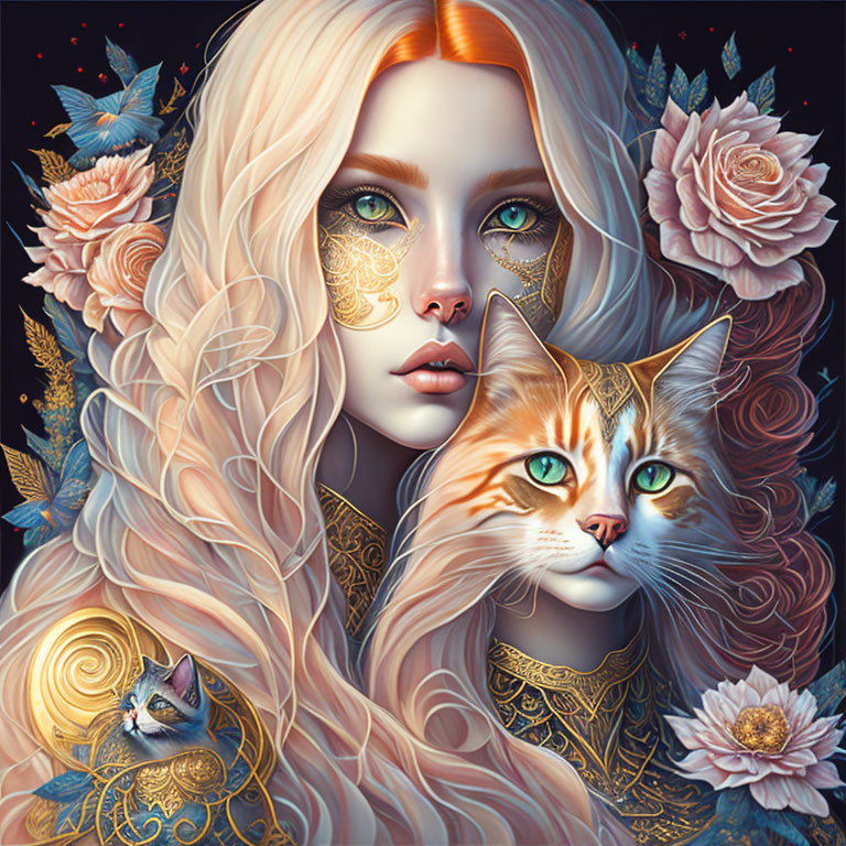 blonde woman with a cat