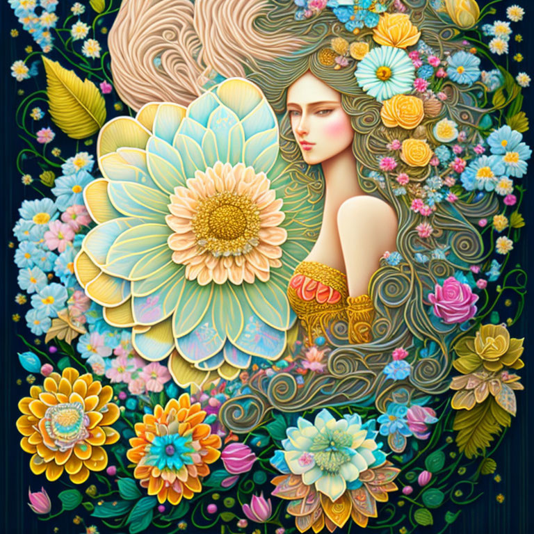 Whimsical Flower with goddess