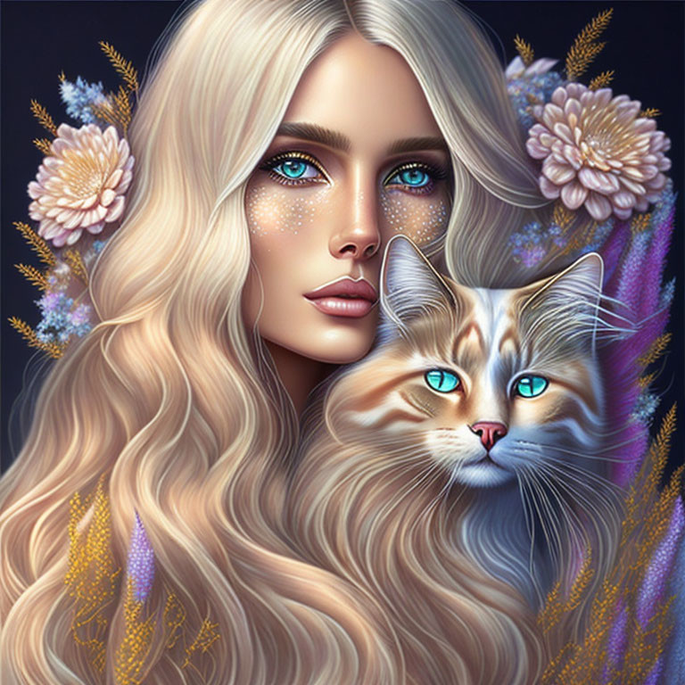 pretty blonde with cat