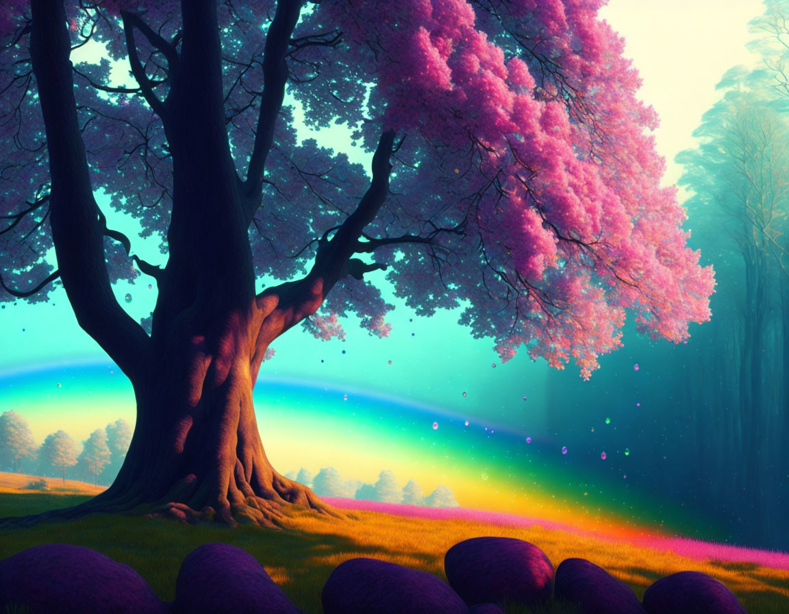 Beautiful tree with lots or rainbows