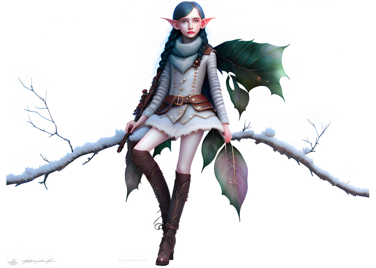 Pale skinned elf with winter colors