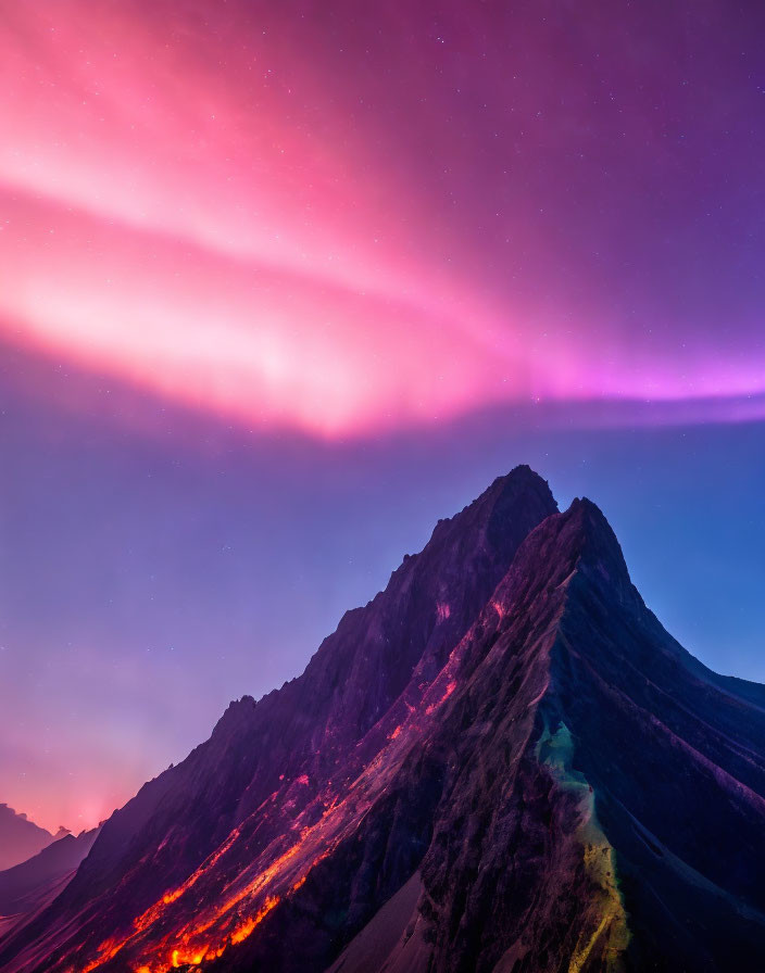 The Auroras above Mount Rinjani