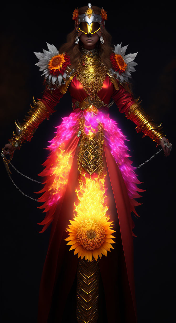 Pink inferno sunflower lady