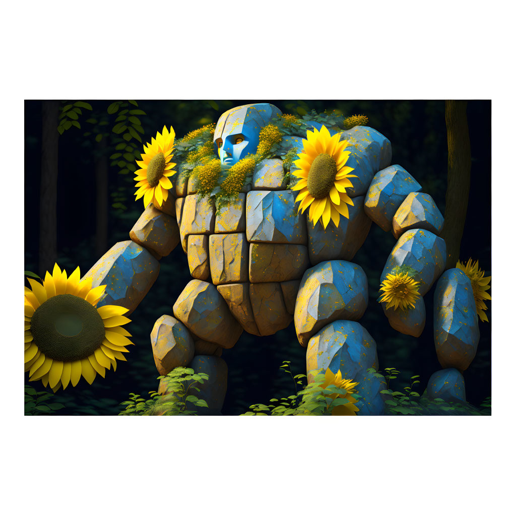 Sunflower golem in the forest