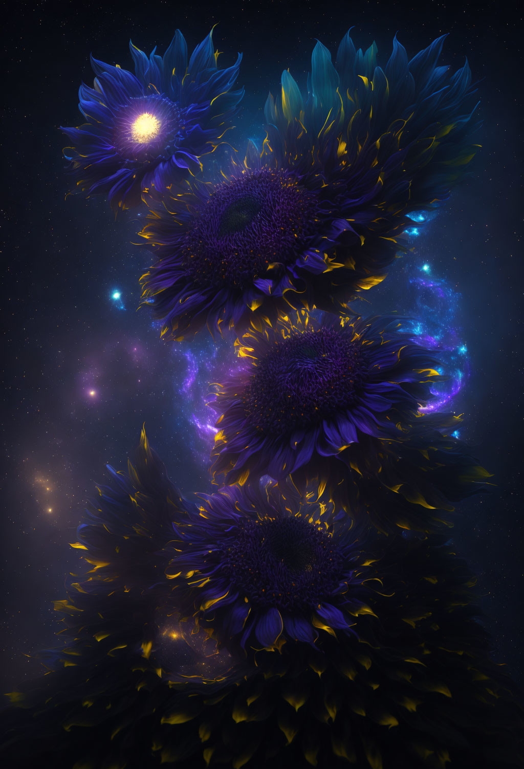 Sunflowers in the middle of the space