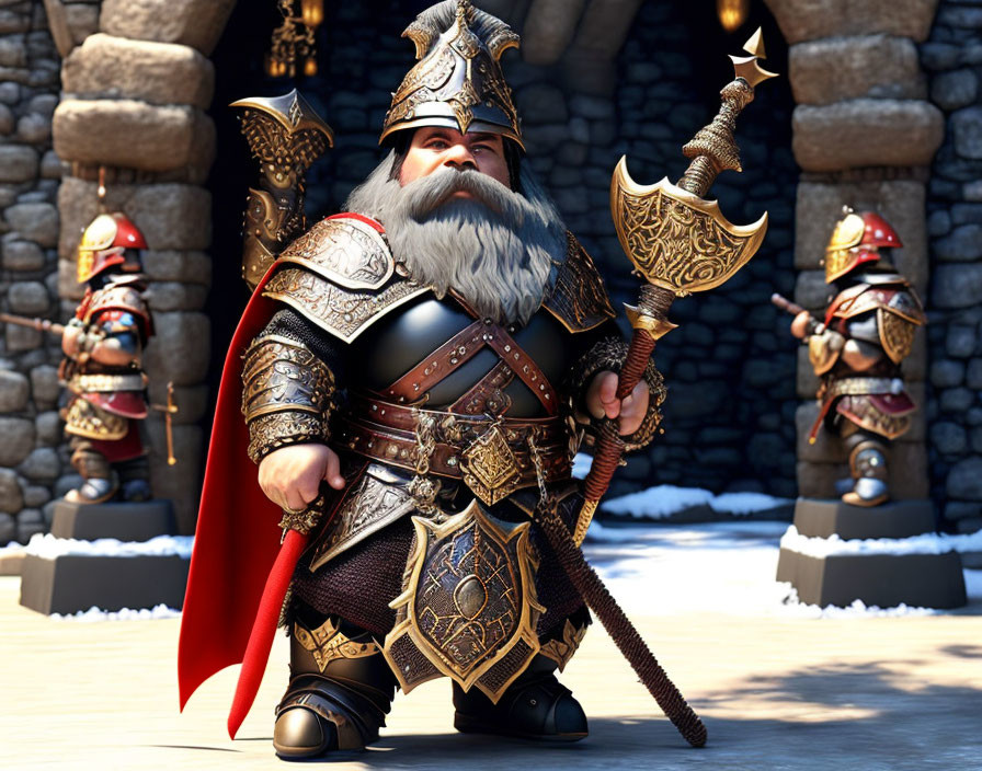 Royal dwarf guad guarding throne room