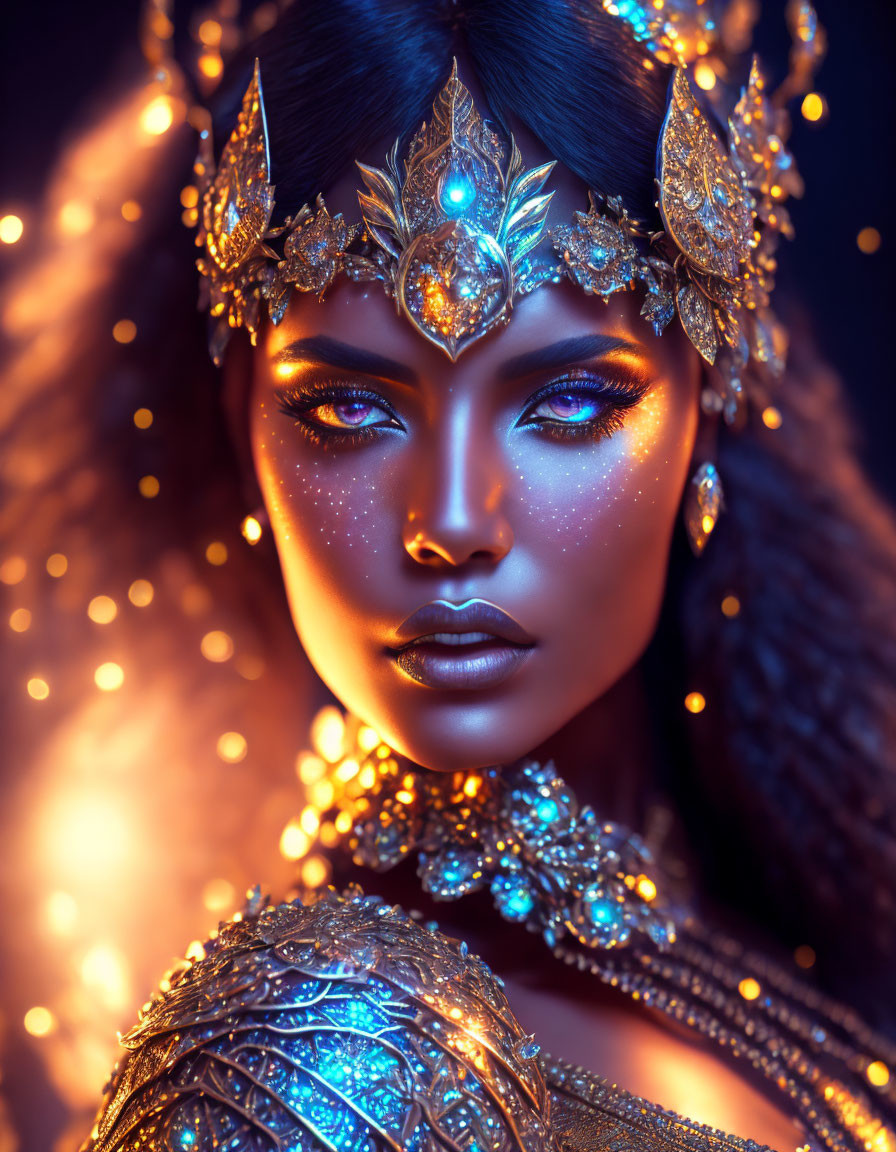 A beautiful  woman wearing druid armor,