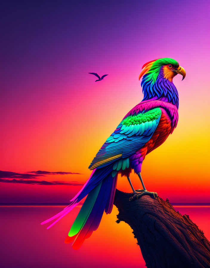 Colourful phoenix under sunset