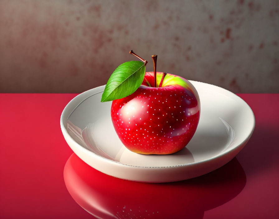 Red apple on a red table