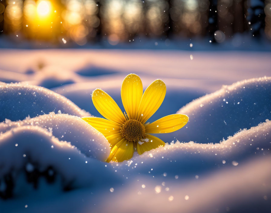 yellow flower in Snow