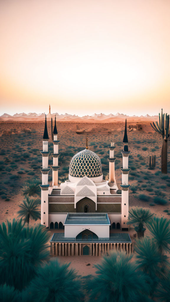 beautiful mosque in desert