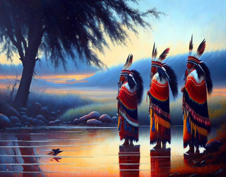american indians at the rain dance artistic