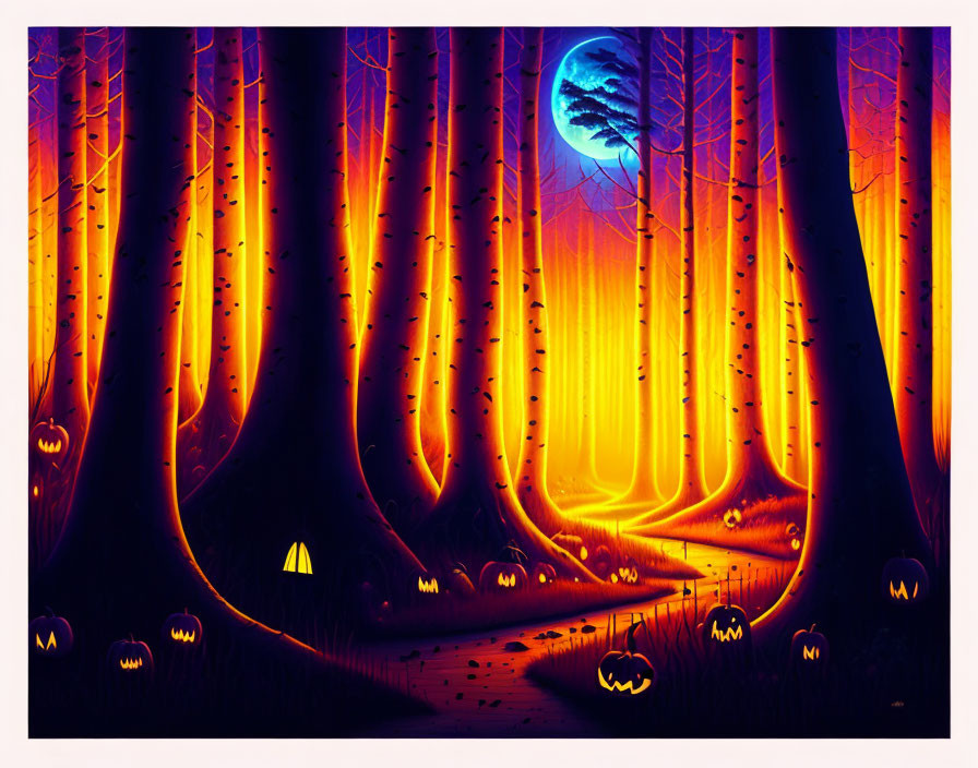 Forest on a Halloween night
