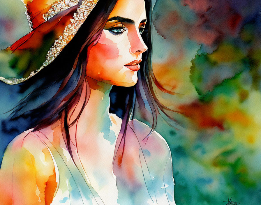 woman in the desert watercolor